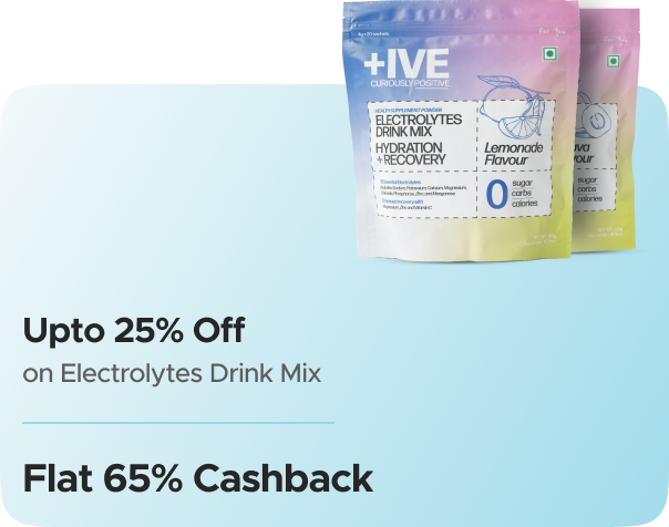 Curiously Positive — Upto 25% Off Electrolytes Drink Mix + Flat 65% Cashback